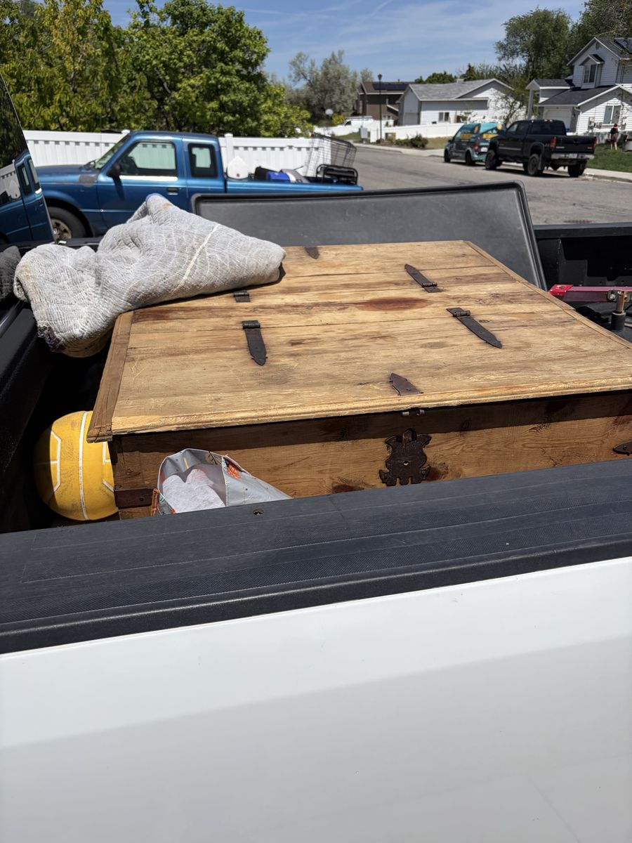 Vintage Wooden Chest / Trunk - Rustic Storage Box with Metal Accents