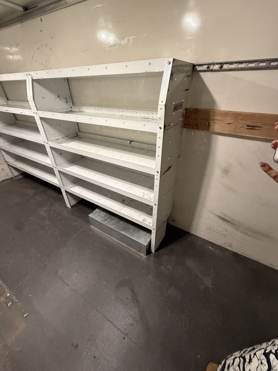Weather Guard Van Shelving + Red Bin Racks – Heavy Duty – Priced to Sell