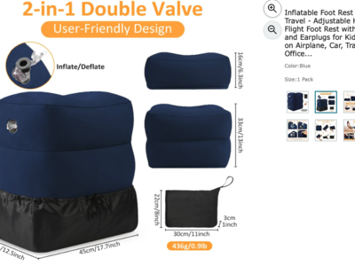 NEW: Inflatable Foot Rest Pillow for Travel