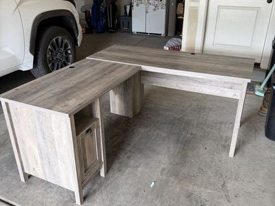 L-Shaped Wood Grain Computer Desk with Cabinet Storage - Modern Home Office Furniture