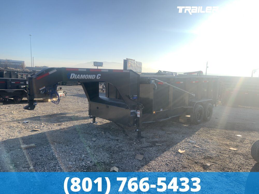 7x16 Diamond C LPT-GN 210 Gooseneck Dump Trailer - 44" Sides - 23K GVWR - 18 Ply Tire Upgrade, Long Arm Tarp