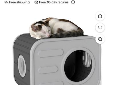 Camera-Shaped Indoor/Outdoor Weatherproof Cat House/Shelter for Small Pets, Gray & Black