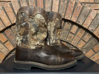 Justin Work Boots: Men’s 12 D Square Toe Camo Justin Stampede Trekker Waterproof