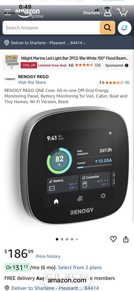 Brand new (never used) Renogy Smart Battery Monitor Screen with Connection Cable