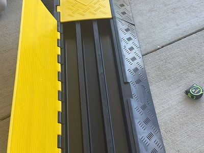 Heavy Duty 3-Channel Cable Protector Ramp - Yellow & Black Durable Hose Cord Cover