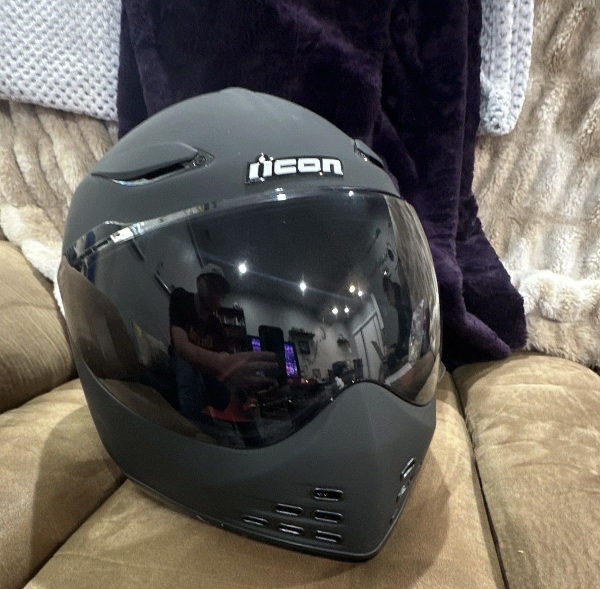 Icon Domain Cornelius Motorcycle Helmet Black XL With Clear And Sun Visor