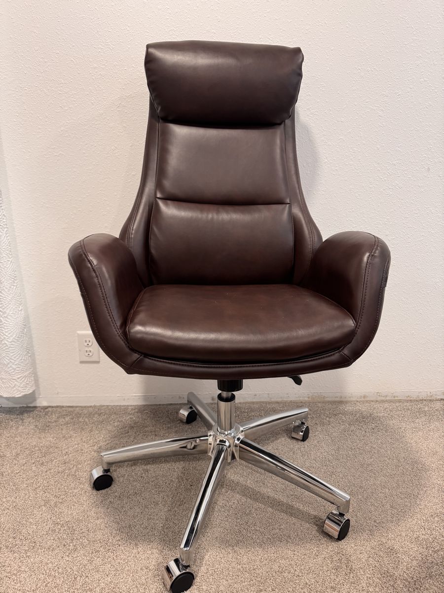 Brown Leather Office Chair- Like New