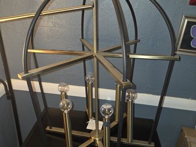 Chadwick Designs Brass & Dark Iron Cage Chandelier Light Fixture