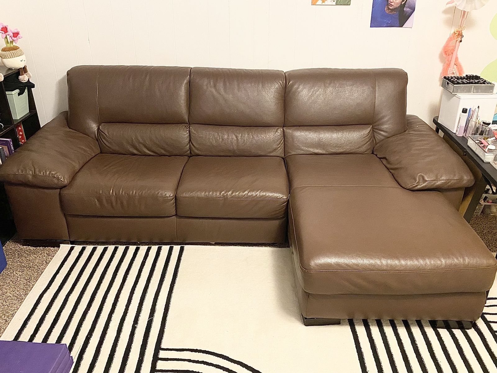 Brown Leather Sectional LIKE-NEW!!!