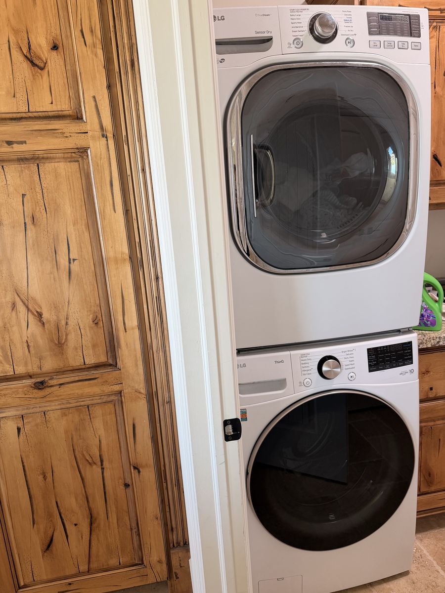LG ThinQ White Front Load Washer and Sensor Dry Dryer Stackable Set - Used, Good Condition