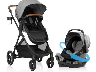 Evenflo Shyft Intuiti Travel System with Revolve180 LiteMax™ NXT Rotating Rear-Facing Lightweight Preemie and Infant Car Seat 3-