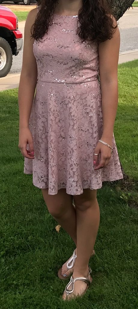 Speechless Pink Lace Sequin Sleeveless Fit and Flare Dress Size 7