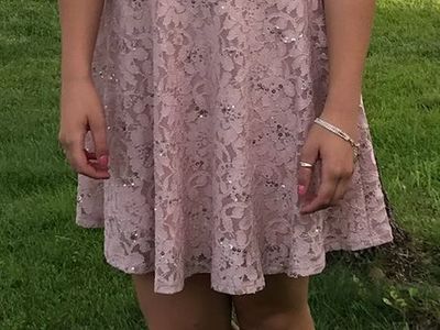 Speechless Pink Lace Sequin Sleeveless Fit and Flare Dress Size 7
