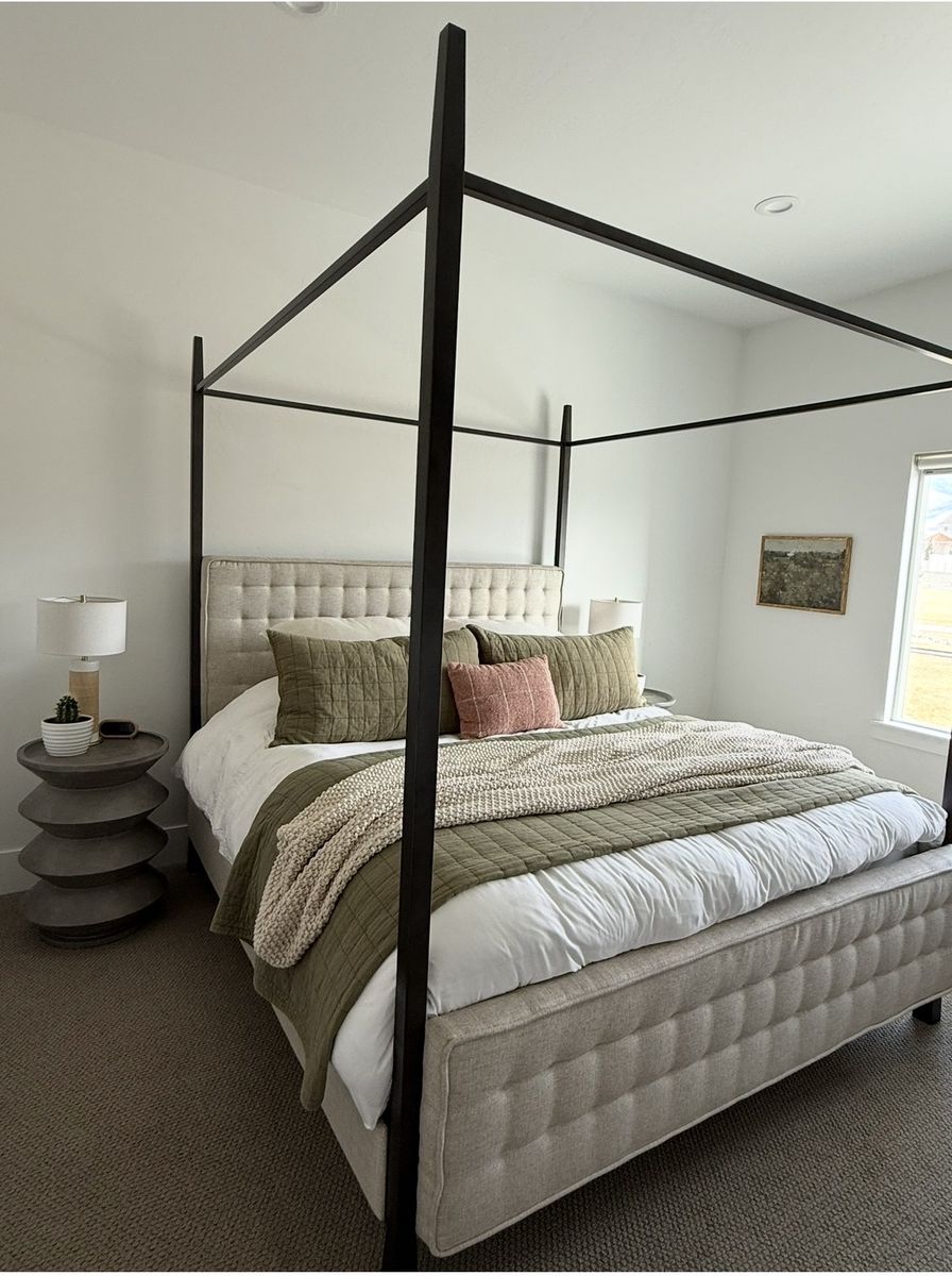 Upholstered Canopy Bed - KING