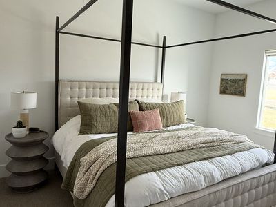 Upholstered Canopy Bed - KING