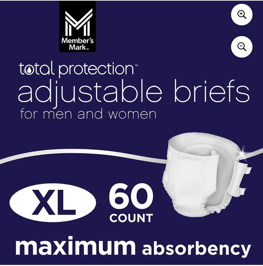 Members Mark 60 Count Adjustable Unisex Briefs