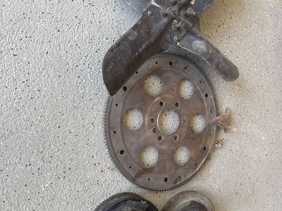 Vintage Engine Parts Lot - Fan, Flywheel, Pulleys - Automotive Restoration