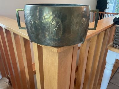 Vintage WMF Germany Art Deco Ostrich Logo Brass Pot