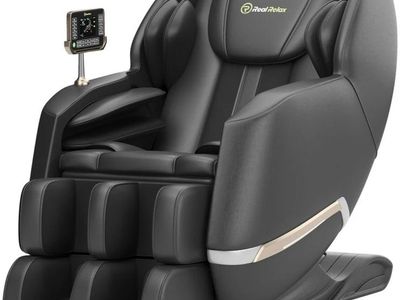 Real Relax Full Body Zero Gravity Shiatsu Recliner Electric Massage Chair, Black