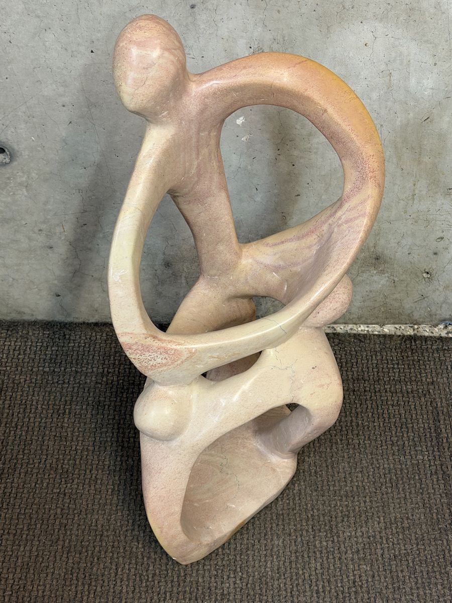 Modern soapstone statue mother and child 