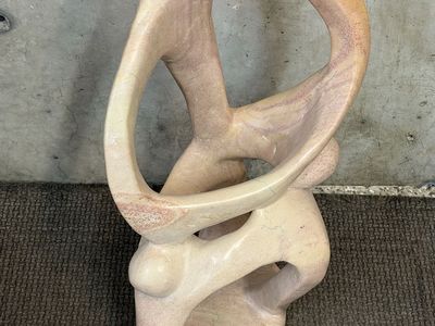 Modern soapstone statue mother and child