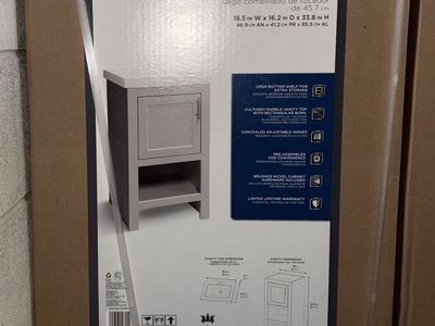 NEW Spa 18.5 inch Dove Gray Single Sink Bath Vanity w/ White Cultured Marble Top