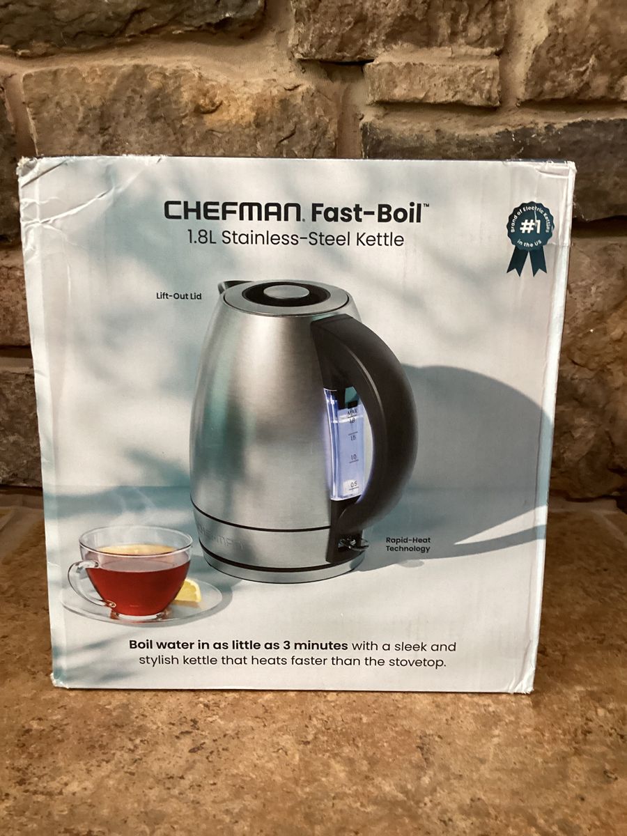 Chefman Fast Boil 1.8L Stainless Steel Kettle Electric New