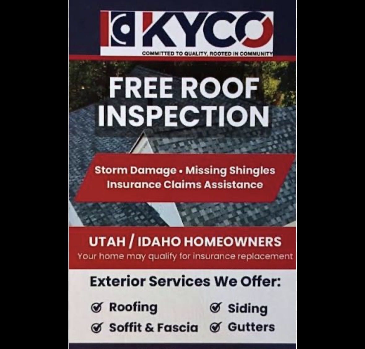 Kyco Roofing: Free Roof Inspection & Estimate - Storm Damage, Siding, Gutters - UT/ID Homeowners