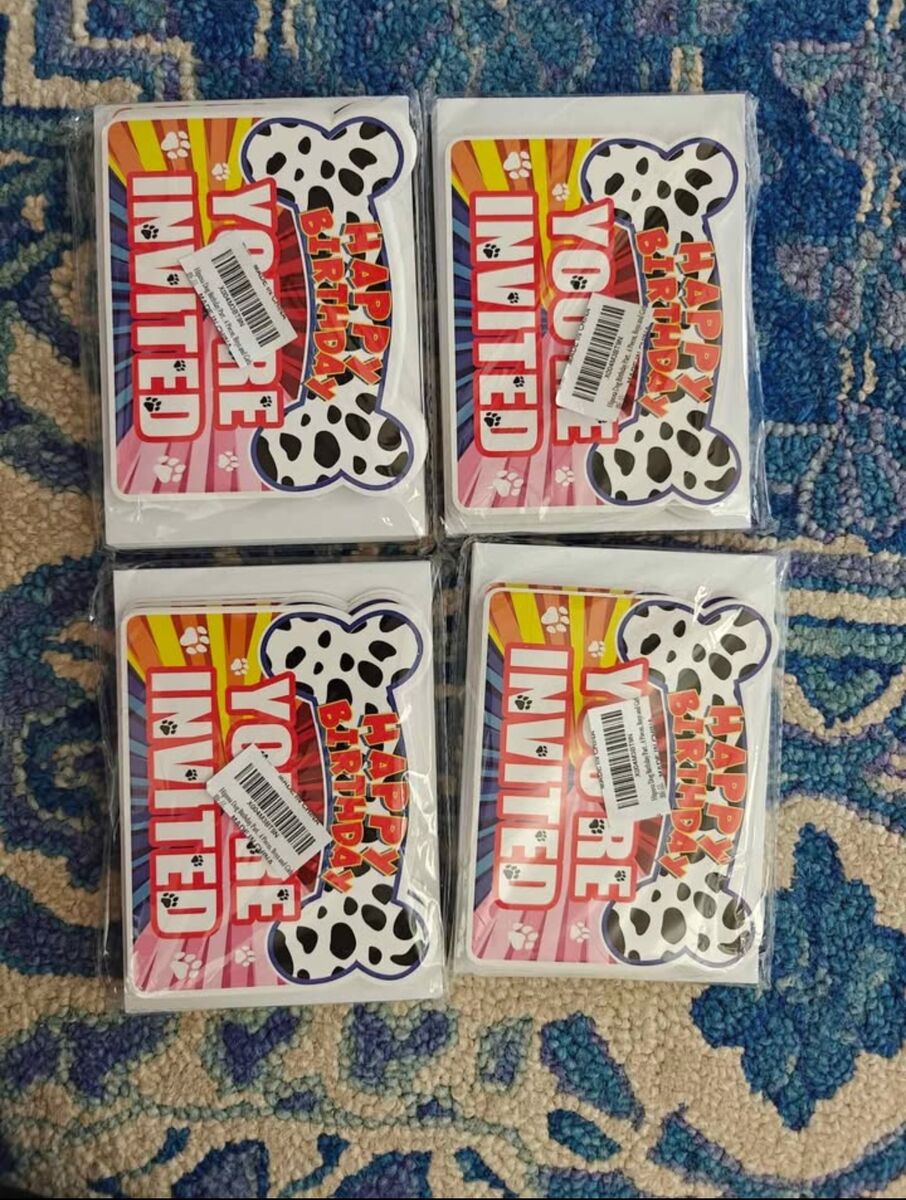 4 packs, 24 each - dog party invitations