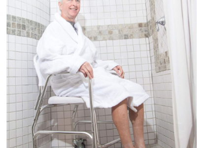 DMI Rolling Shower Chair, Commode, Transport Chair, Rolling Bathroom Wheelchair for Handicap, Elderly, Injured or Disabled