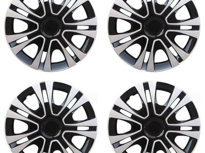 4 pack 15" Black with Silver Hubcap Wheel Covers