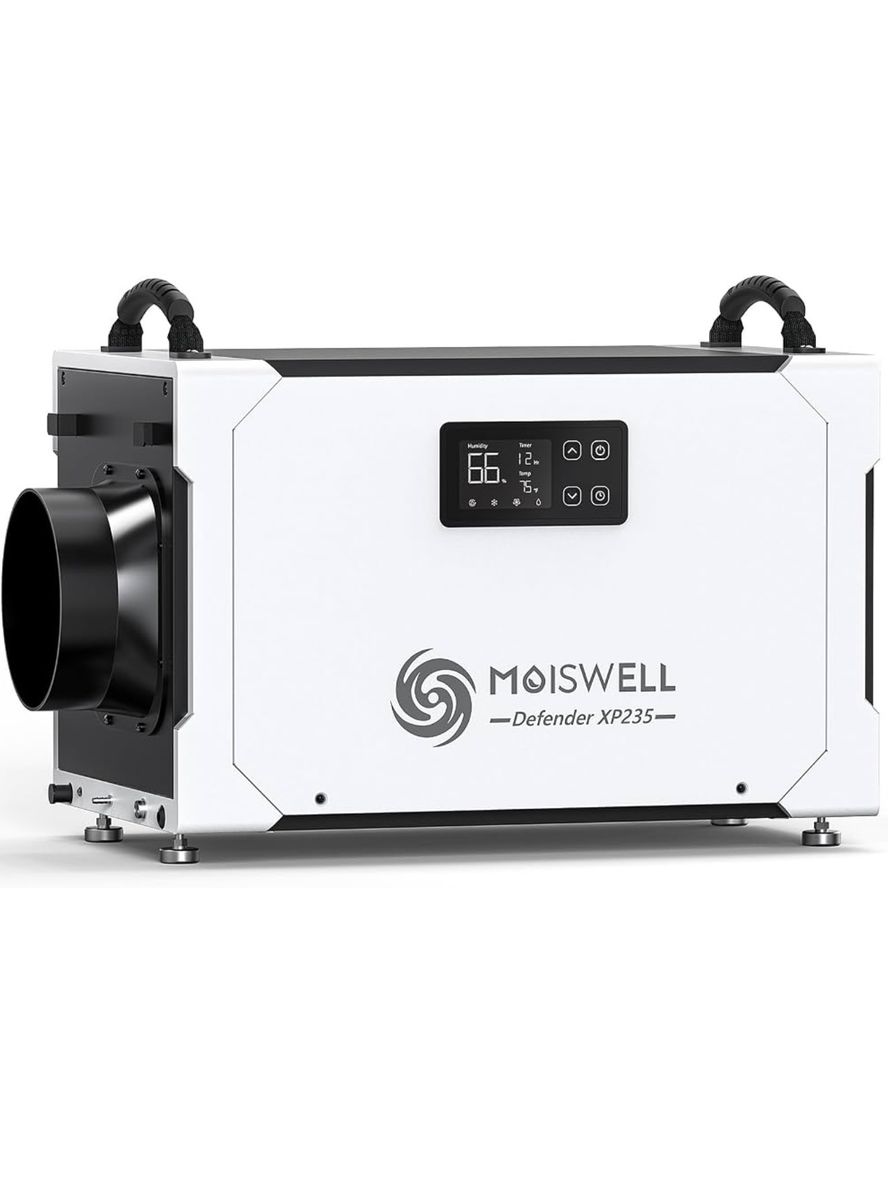 Moiswell Defender xp235  Powerful commercial dehumidifier has a 235-pint daily capacity