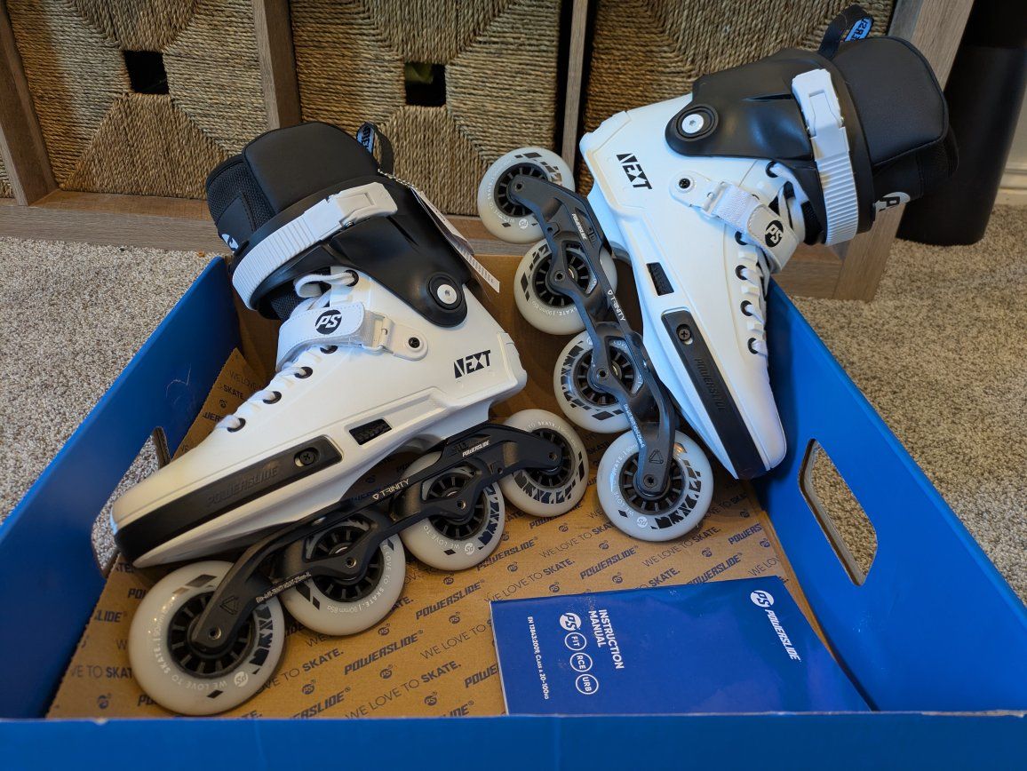 Powerslide NEXT CORE Black 90 Urban Inline Skates - US M 12-12.5 / US W 11-11.5 - White/Black