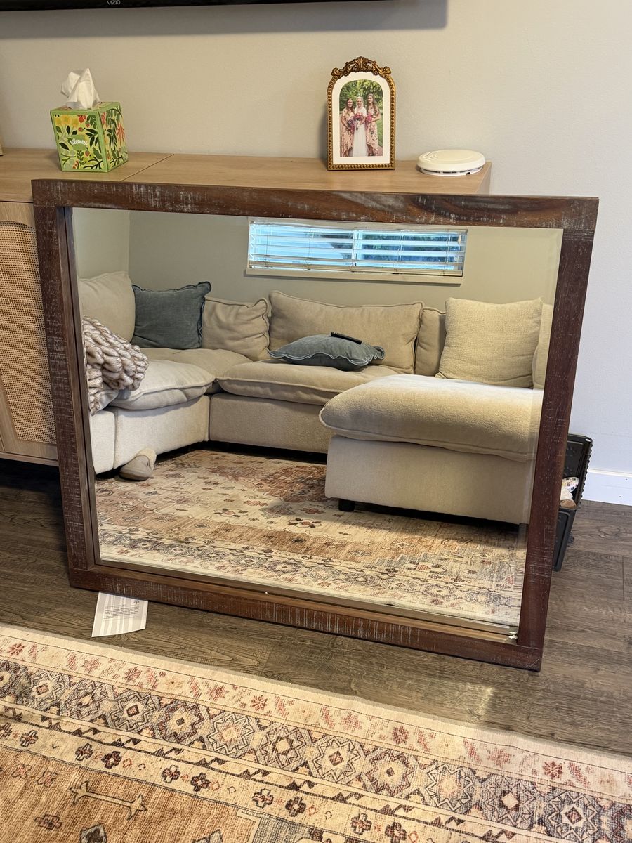 Townsend Solid Wood Beveled Glass Mirror in Gunmetal,  Like New, Perfect Condition