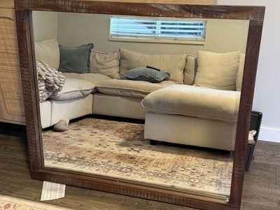 Townsend Solid Wood Beveled Glass Mirror in Gunmetal, Like New, Perfect Condition