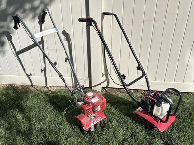 Two Gas Powered Tiller/Cultivator Garden Tools available.