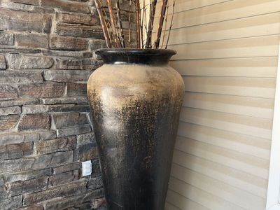 Tall Outdoor Decorative Ceramic Pot Brown Tan Porch