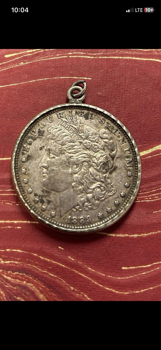 1889 Morgan Silver Dollar Pendant Minimal Wear To Coin Great Detail Remains