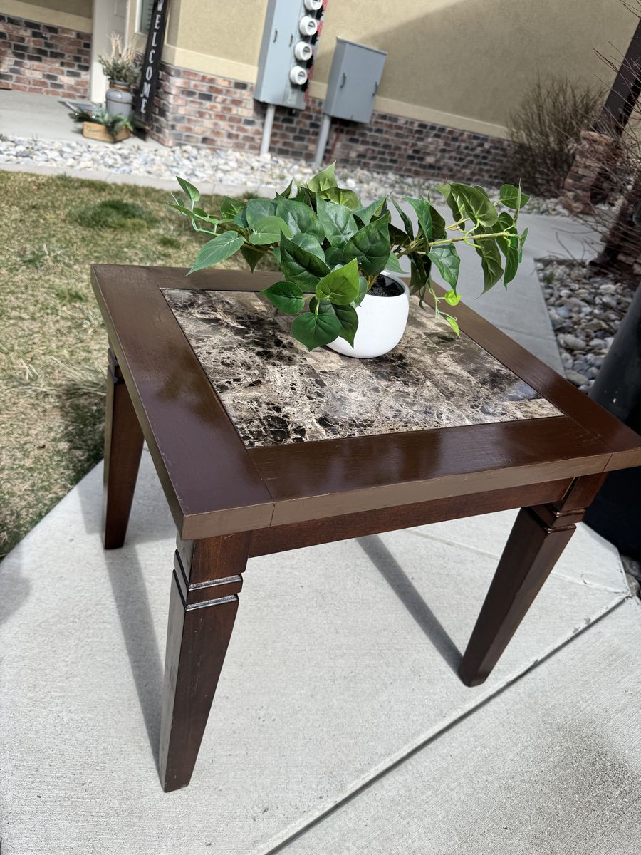 Solid Wood Marble-Top End table