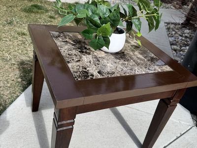 Solid Wood Marble-Top End table