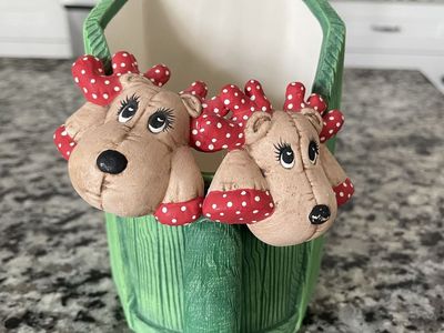 Vintage ceramic reindeer Christmas container decor