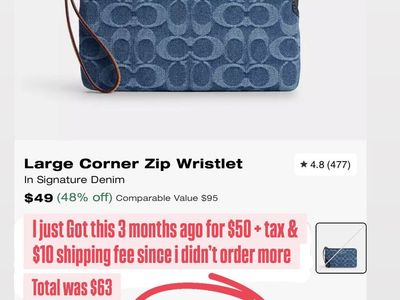 Coach Large denim corner zip clutch wristlet