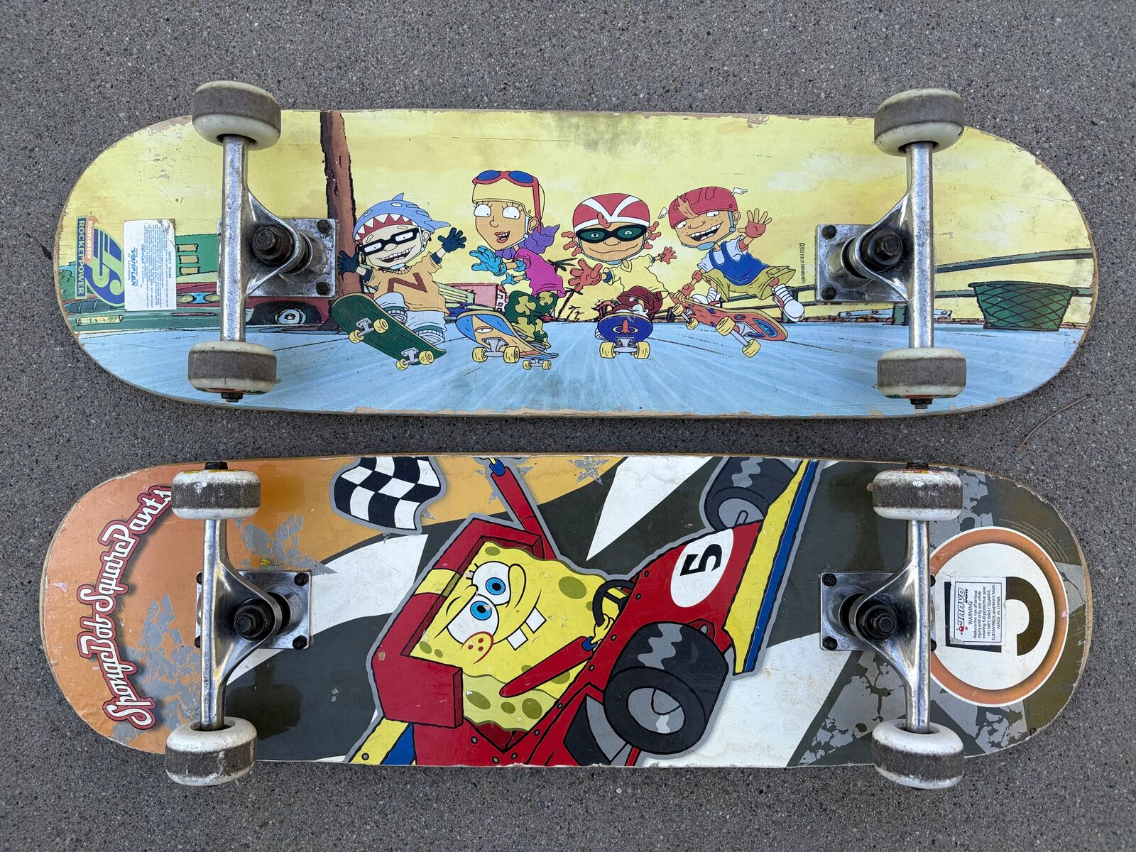 Vintage SpongeBob SquarePants and Rocket Power skateboards. Great condition for their age Nickelodeon Goodness