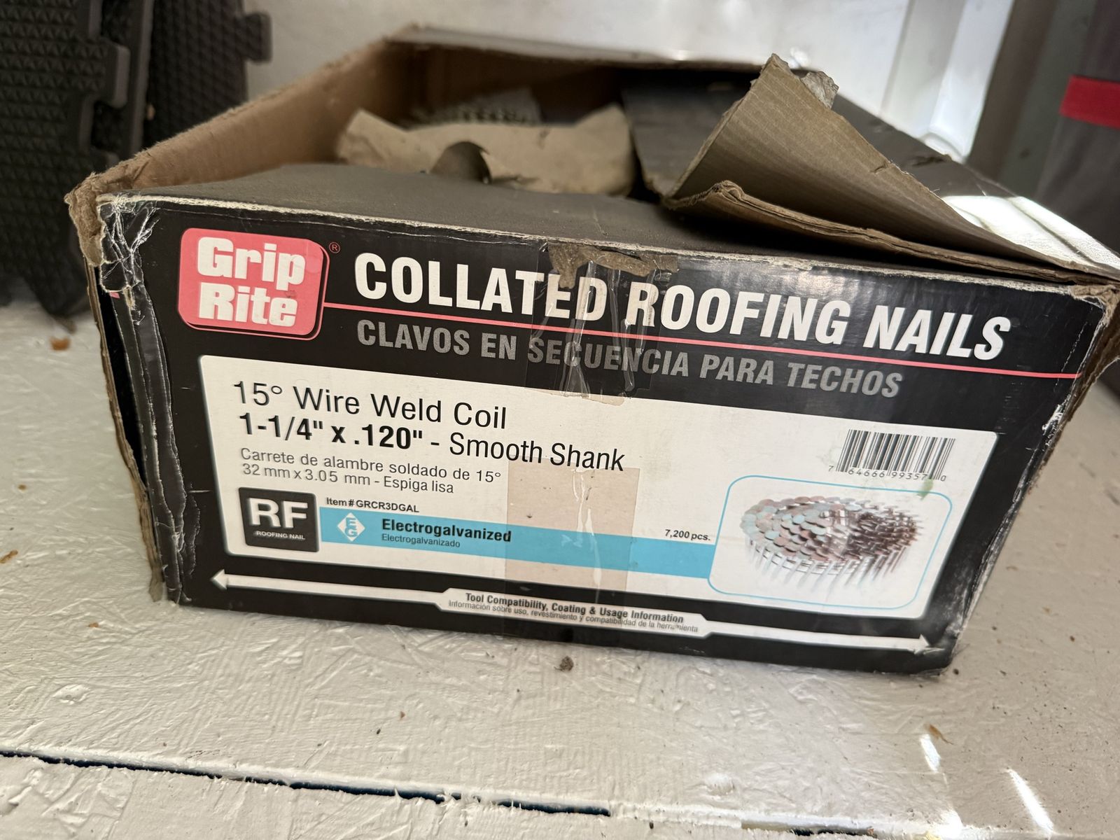 Roofing Nails (1/2 box) 1 1/4 x .120” coil nails