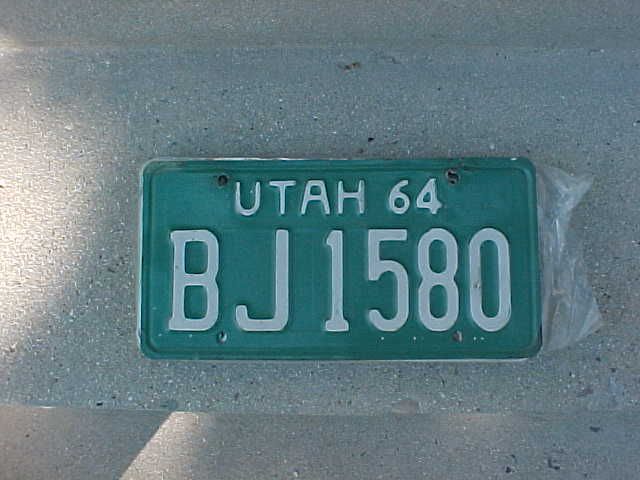 1964 single utah license plate...good shape