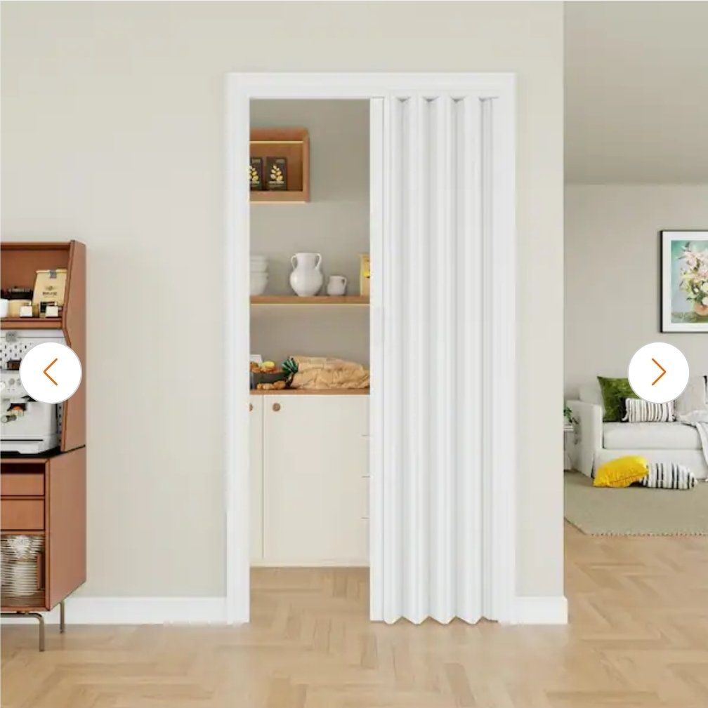 ARK DESIGN 36 in. x 80 in. White Vinyl PVC Double Layer Accordion Door