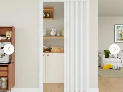 ARK DESIGN 36 in. x 80 in. White Vinyl PVC Double Layer Accordion Door