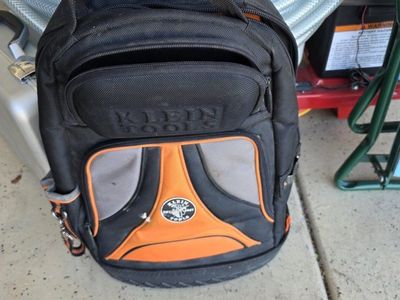 Klein Tools 55421BP-14 Tool Bag Backpack, 14-inch, Black/Orange, Organizer