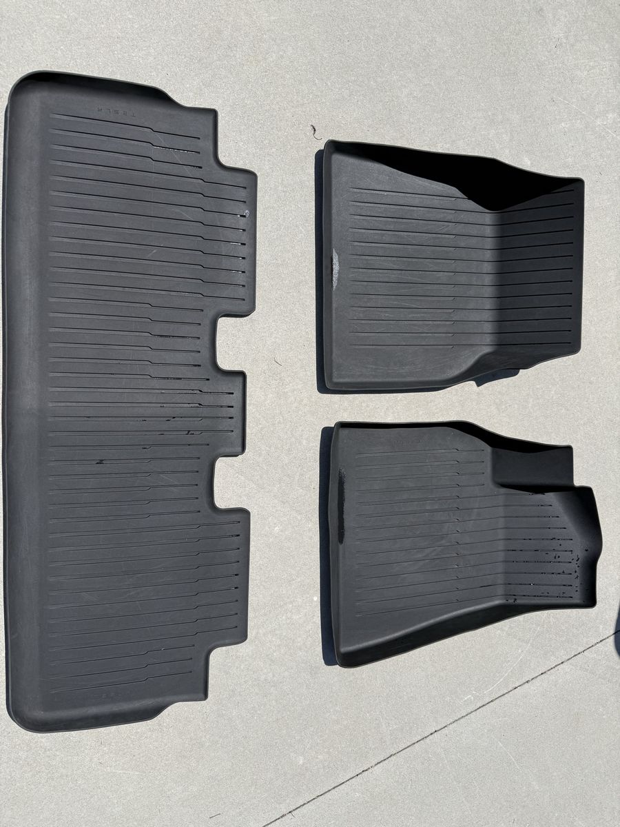 Tesla Model Y All-Weather Floor Mats - Front & Rear, Black Rubber - Excellent Condition