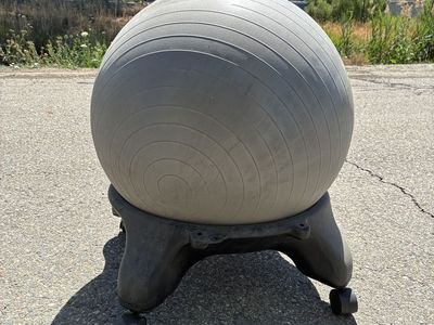 Gaiam Gray Balance Ball Chair with Rolling Base for Active Seating